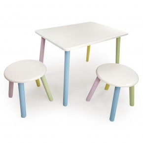 Детский комплект стол и два табурета круглых  (Белый, Белый, Цветной) в Агрызе - agryz.mebel-74.com | фото