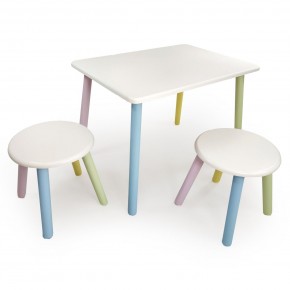 Детский комплект стол и два табурета круглых с накладкой Алфавит (Белый, Белый, Цветной) в Агрызе - agryz.mebel-74.com | фото