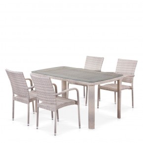 Комплект плетеной мебели T256C/Y376C-W85 Latte (4+1) + подушки на стульях в Агрызе - agryz.mebel-74.com | фото