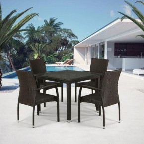 Комплект плетеной мебели T257A/YC379A-W53 Brown (4+1) + подушки на стульях в Агрызе - agryz.mebel-74.com | фото