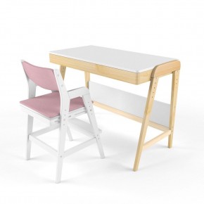 Комплект растущий стол и стул с чехлом 38 попугаев «Вуди» (Белый, Белый, Розовый) в Агрызе - agryz.mebel-74.com | фото