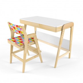 Комплект растущий стол и стул с чехлом 38 попугаев «Вуди» (Белый, Береза, Ромбы) в Агрызе - agryz.mebel-74.com | фото
