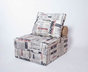 Кресло-кровать-пуф бескаркасное Прайм (Газета) в Агрызе - agryz.mebel-74.com | фото