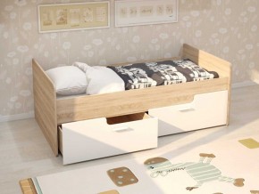 Кровать Умка К-001 + ящики (Дуб Сонома/Белый глянец) в Агрызе - agryz.mebel-74.com | фото
