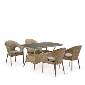 Обеденный комплект плетеной мебели T198B/Y79B-W56 Light Brown (4+1) в Агрызе - agryz.mebel-74.com | фото