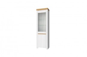 Шкаф с витриной  1V1D, TAURUS, цвет белый/дуб вотан в Агрызе - agryz.mebel-74.com | фото